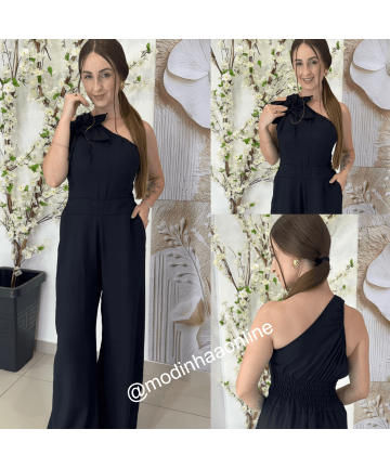 Macacão Anabelle Flor Preto Macacão Anabelle Flor Preto